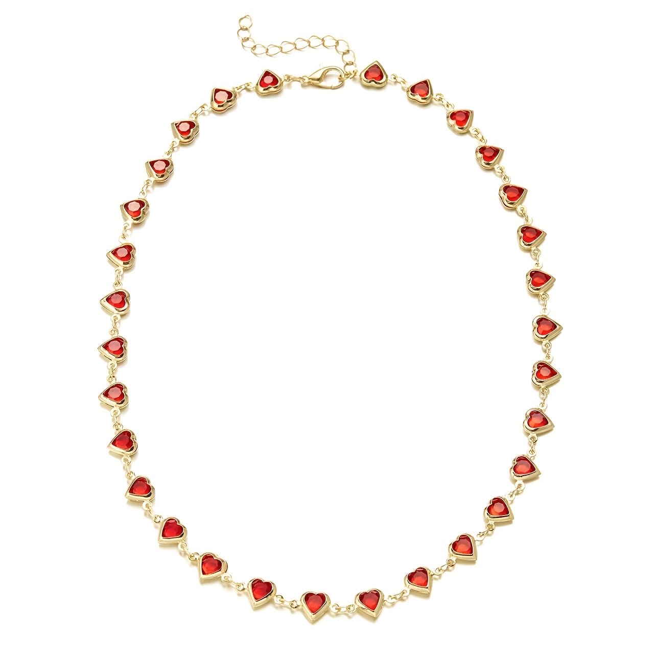Women's Heart Gemstone Necklace Rose Gold Chain
